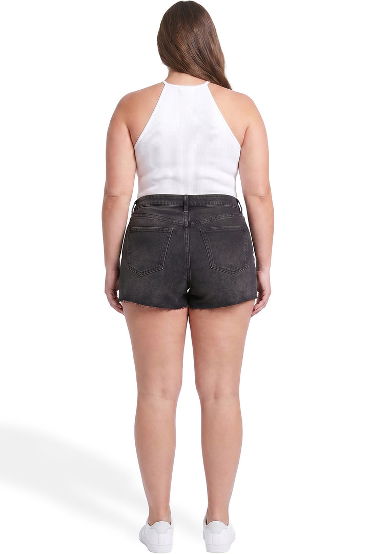 Plus Essential High Rise Fray Hem Shorts