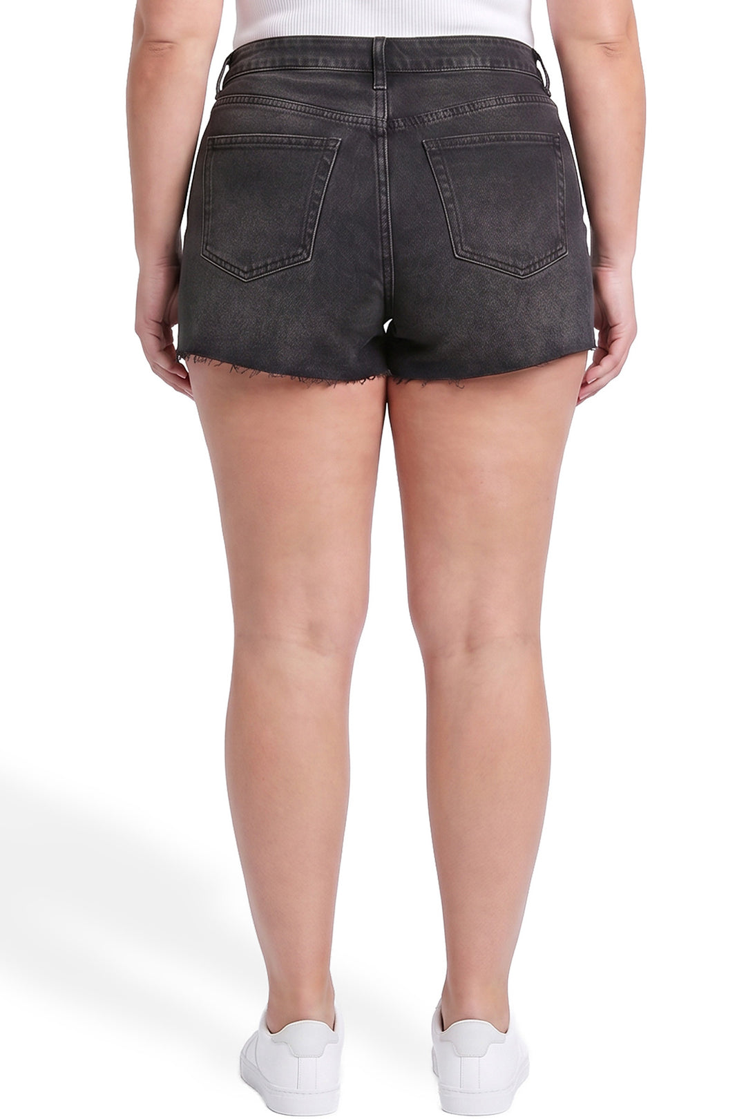 Plus Essential High Rise Fray Hem Shorts