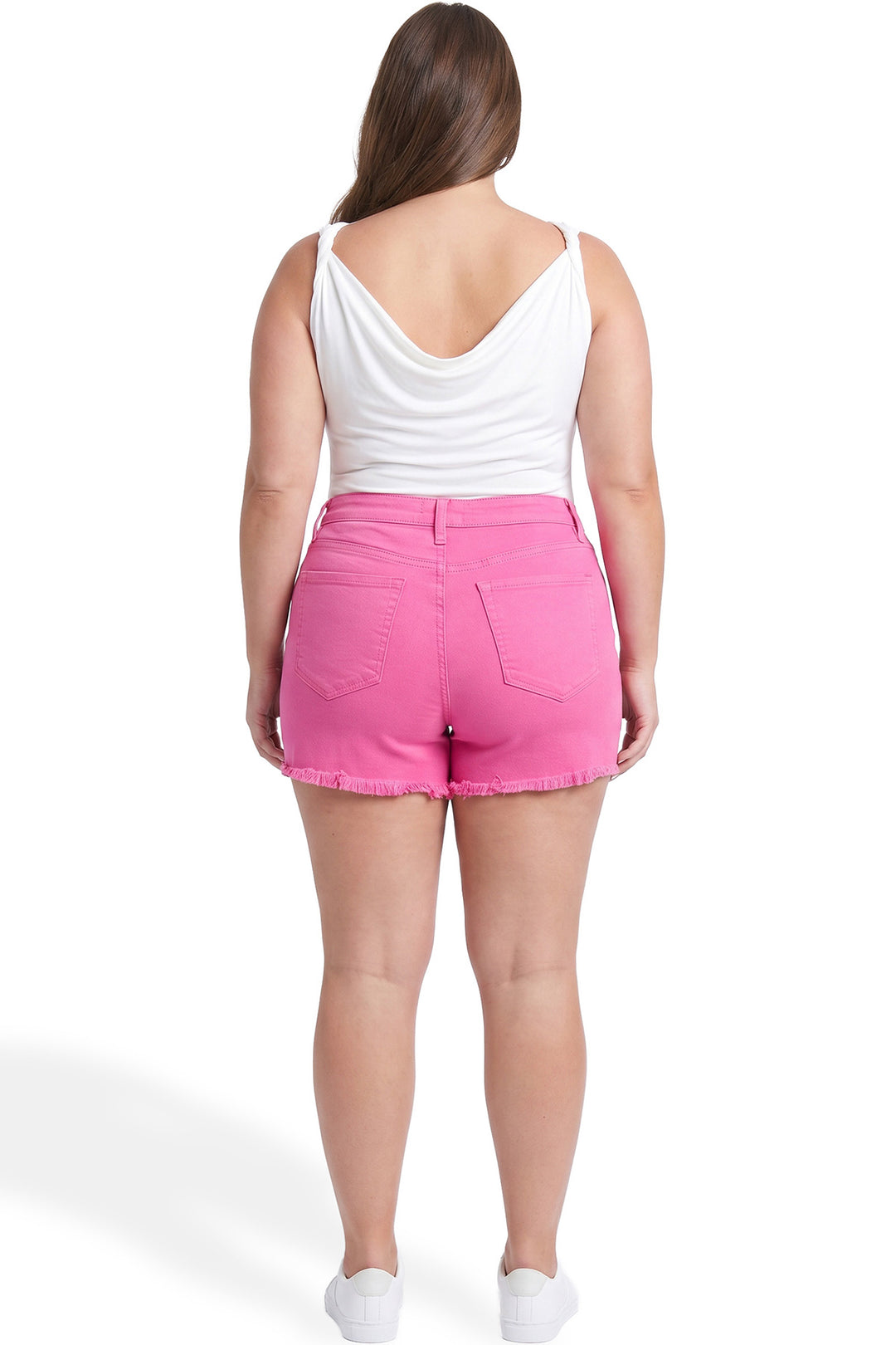 Plus Essential High Rise Fray Hem With Side Slit Shorts