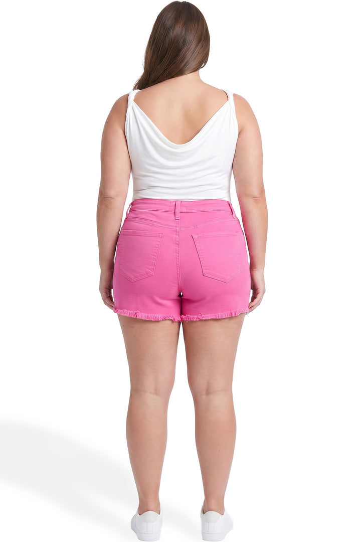 Plus Essential High Rise Fray Hem With Side Slit Shorts