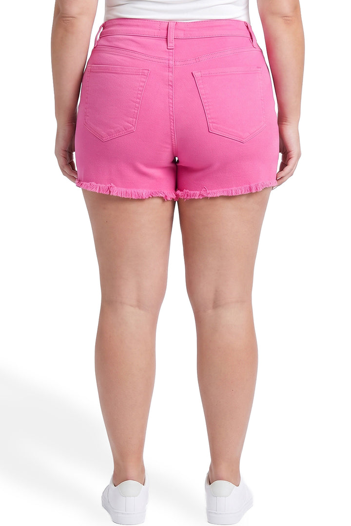 Plus Essential High Rise Fray Hem With Side Slit Shorts