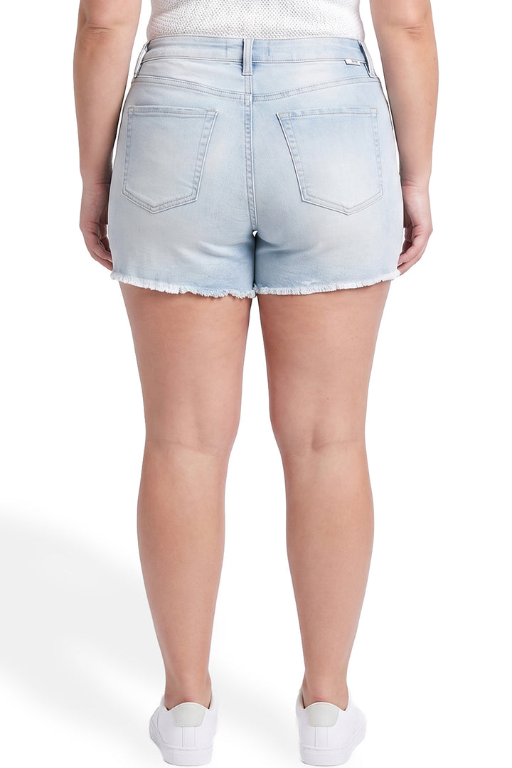 Plus Essential High Rise Fray Hem With Side Slit Shorts