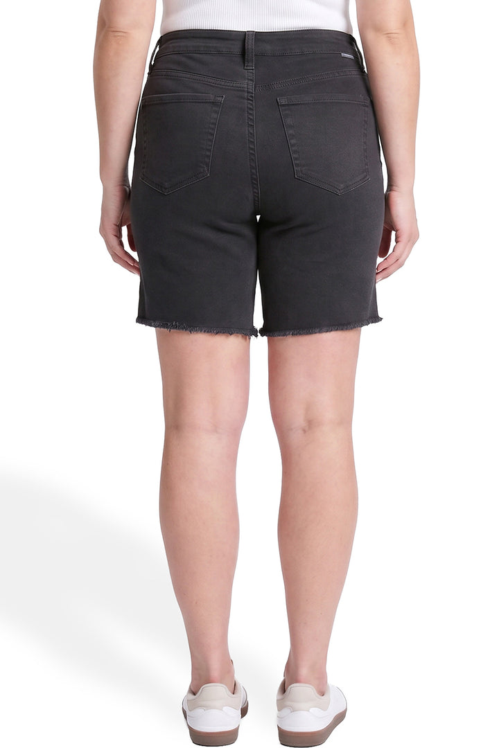 Plus High Rise Frey Hem Long Shorts