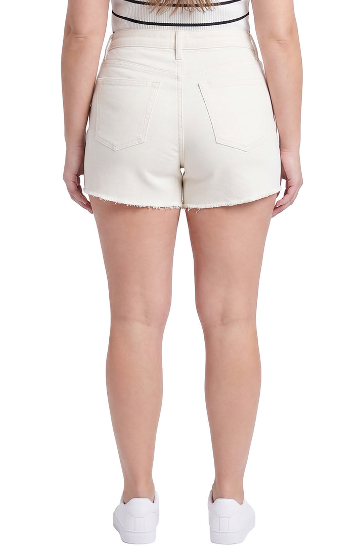 Plus High Rise Step Fray Hem Shorts